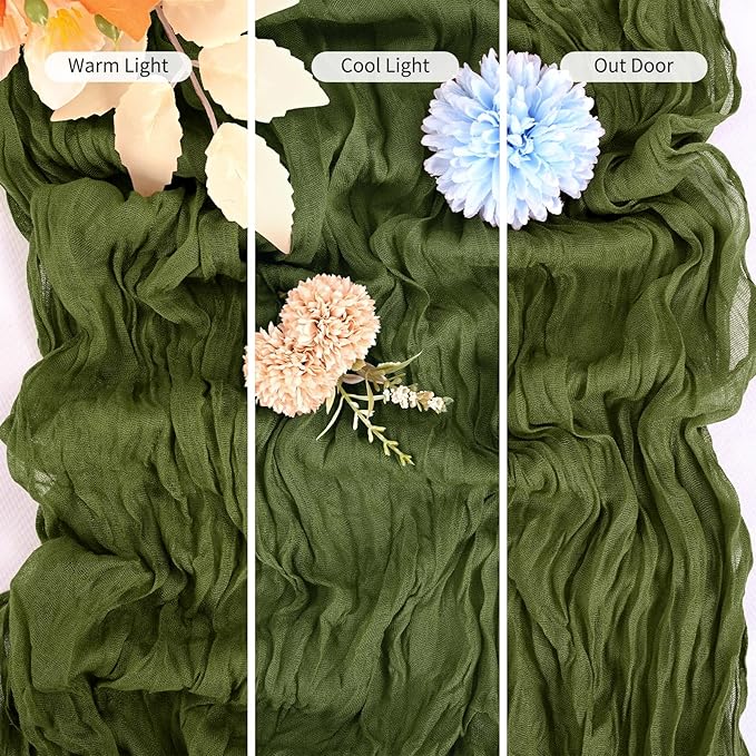 15 Pack Olive Green Table Runner 17 x 108inch Cheesecloth Table Runner Boho - Image 6