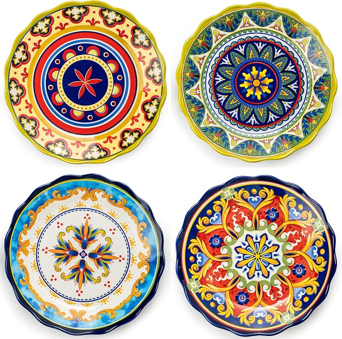 UNICASA Ceramic Dinner Plate Set of 4, 10.5 Inch Porcelain Pasta Plates Set– by UNICASA