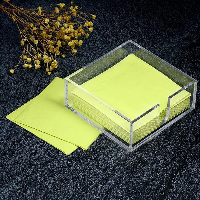 Acrylic Cocktail Napkin Holder for Table, Clear Beverage Napkin Holder Square Rectangle for Dinner, Kitchen, Bathroom, Restaurant, Bar (10 Pieces, 5.5 x 5.5 Inch)