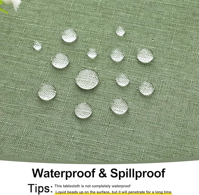 Smiry Square Table Cloth Linen Textured, Waterproof Spillproof Anti-Wrinkle Burlap Tablecloth, Washable Decorative Fabric Table Cover for Dining, Party, Banquet, 60 x 60 Inch, Sage Green