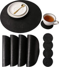 Embossed PU Leather Placemats, Waterproof Coffee Coasters, Kitchen Table Mats, Easy to Wipe Off for Dining Round Table