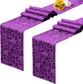 RUDONG M Purple Satin Table Runners, 12 x 108 Inch, 2 Pack | Long Silky Damask by RUDONG+M