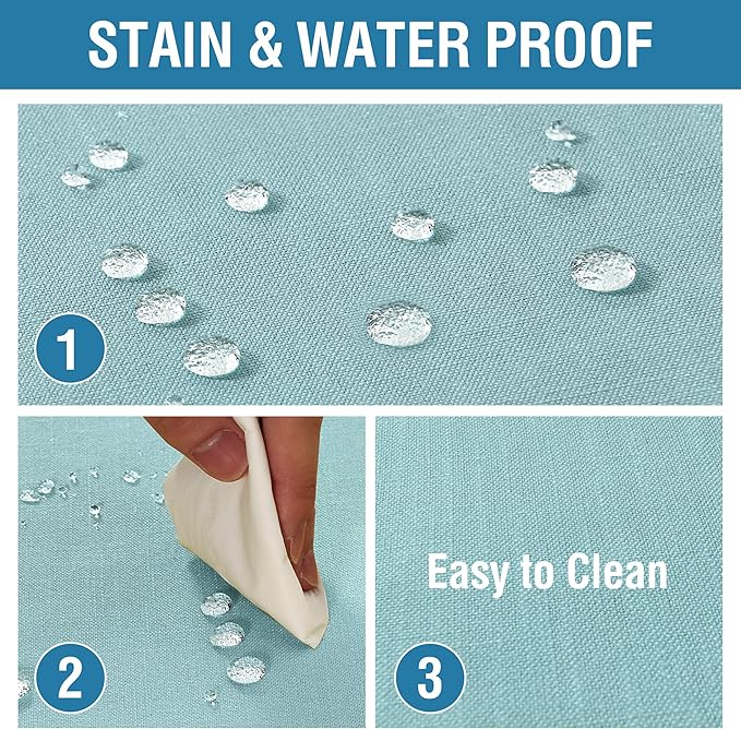 H.VERSAILTEX Linen Textured Table Cloths 60 x 120 Inch Premium Solid Tablecloth Spill-Proof Waterproof Table Cover for Dining Buffet Feature Extra Soft and Thick Fabric Wrinkle Free, Aqua