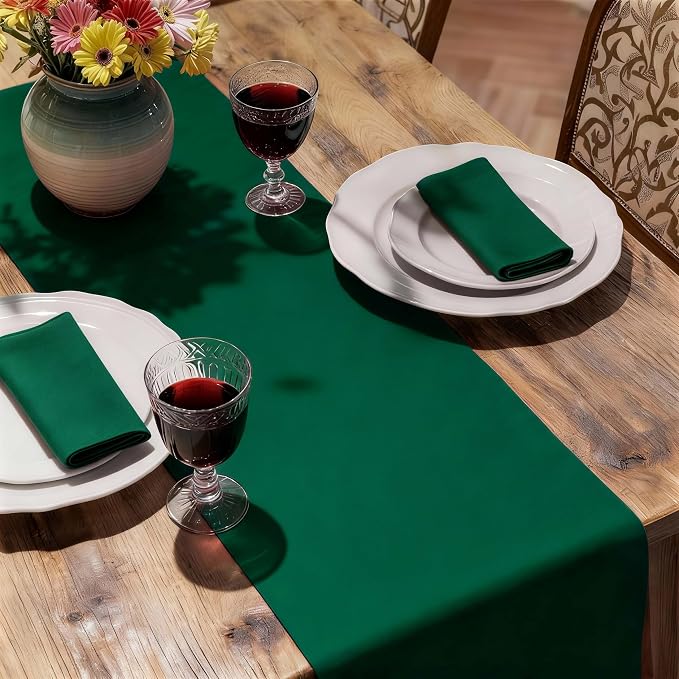MEANMOY Green Table Runner 36 Inches Long Waterproof Washable Table Runners | - Image 6
