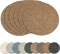13" Round Placemats Set of 6, Reversible Faux Leather Heat Resistant Table Mats, Waterproof Oilproof Wipeable Table Protective Placemats for Vinyl, Washable for Indoor & Outdoor Use (6, Light Brown)