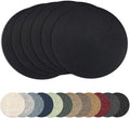13" Round Placemats Set of 6, Reversible Faux Leather Heat Resistant Table Mats, 100% Waterproof Oilproof Wipeable Table Protective Placemats for Vinyl, Washable for Indoor (6, Black)