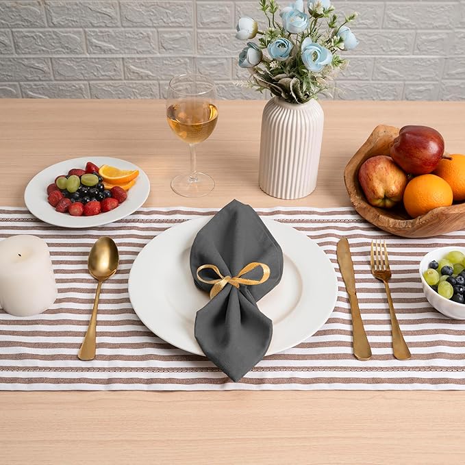 Blue Needles Solid Cloth Napkins Set of 12 Grey 100% Cotton Dinner Napkins 18x18 inches - Soft, Reusable, Absorbent & Washable Linen, Ideal for Wedding Events, Parties & Everyday Use