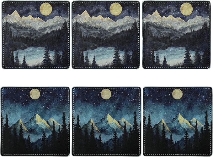Marble Coasters Square Leather Drinks Coaster Set - Image 2