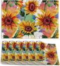 Placemats Set of 6 Linen Washable Kitchen Dining Watercolor Sunflower Table Mats Stain Heat-Resistant Desktop Décor Colorful Wildflower Place Mats for Home Party Indoor 12x18 in