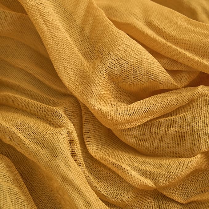 Asee'm 2pcs Gold Yellow Cheesecloth Table Runner Summer 10FT Rustic Gauze | - Image 5