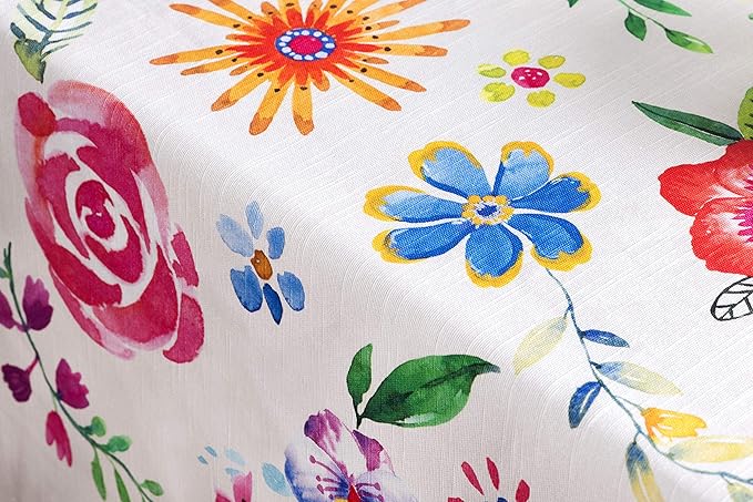 Maison d' Hermine Table Cloth Rectangle Table 100% Cotton 60 x 120 Inches Tablecloth Reusable Decorative for Dining Room Farmhouse Home Valentines Day Decorations Spring Summer- Happy Florals - Sweety