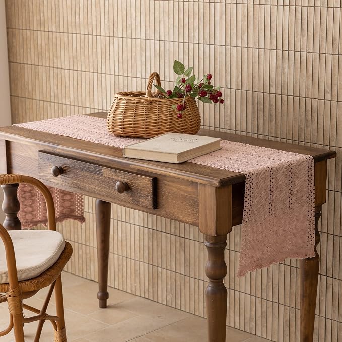 Keketoarrange Boho Macrame Table Runner 12x108 Inch | Woven Burlap Rustic - Image 4