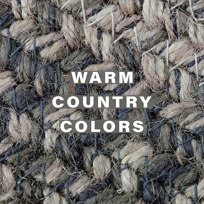 Homespice Flint Hill Jute Braided Oval Placemats, Warm Primitive Decor, Set of 6, 13x19 Grey Table Mats - Vibrant Colors, Durable, Easy to Clean and Protects Furniture