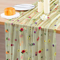 BINBE 1pcs Daisy Spring Table Runner Embroidery Gauze 10FT Florals Seasonal by BINBE