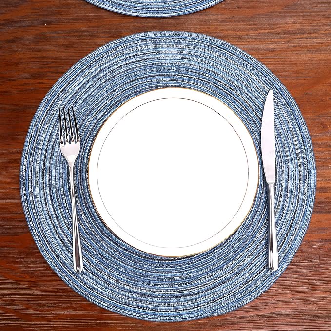SHACOS Round Braided Placemats Set of 4 Dining Table Placemats 15 inch Circle - Image 9