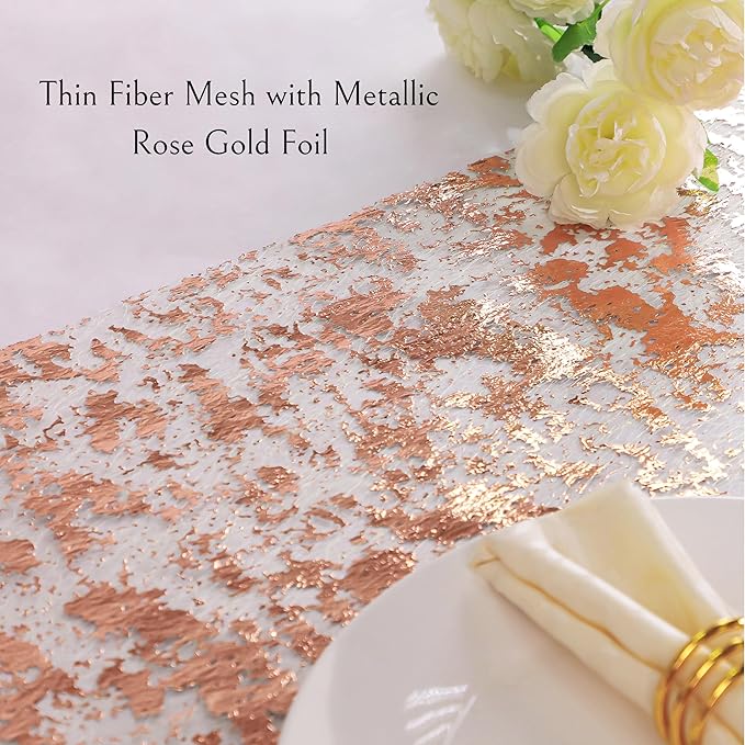 Snowkingdom Rose Gold Table Runner 11 Inch x 100 Feet Glitter Sequin Metallic - Image 3
