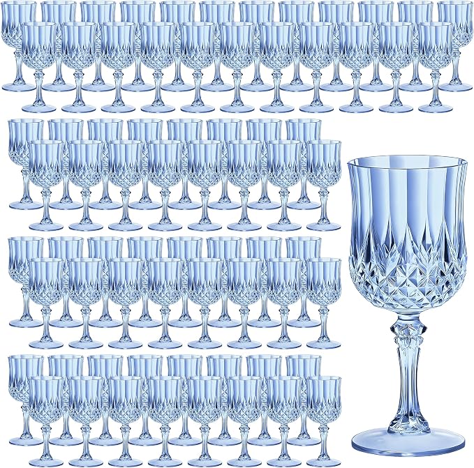 7OZ Plastic Wine Glasses, Reusable Vintage Goblets Unbreakable Drinking Glasses by Unknown