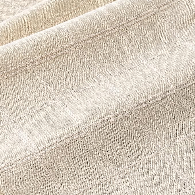 Linen Checked Placemats Set of 6, Ivory Rustic Place Mats 12x18 Inch | Raised - Image 2