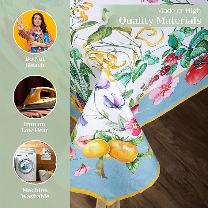 Maison d' Hermine Table Cloth Square Table 100% Cotton 54 x 54 Inches Tablecloth Reusable Decorative for Dining Room Farmhouse Home Valentines Day Decorations Spring Summer - Giverny