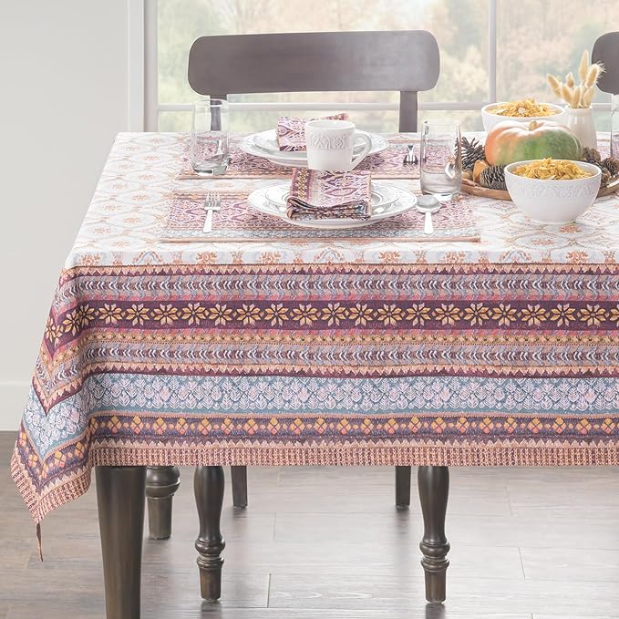 Maison d' Hermine Table Cloth Square Table 100% Cotton 54 x 54 Inches Fall Tablecloth Reusable Everyday Use for Thanksgiving Christmas Decorations Dining Farmhouse Party (Fair Isle)