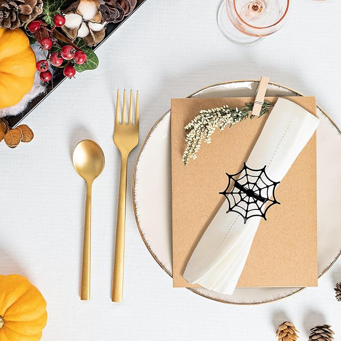 20Pcs Halloween Spider Web Napkin Rings and Devil's Hand Napkin Ring,Metal Spooky Napkin Holder Serviette Buckle Party Supplies for Halloween Dinning Table Costume