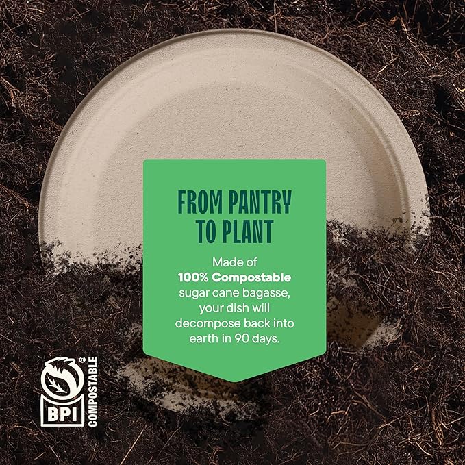 Paper Plates, 100% Compostable Heavy Duty, Disposable 7 Inch, Small Dessert Plate - [125-Pack] Eco-Friendly, Biodegradable Bagasse Natural Brown 7" Small Plates - (PFAS-Free) - (BPI Certified)