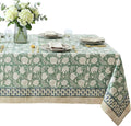 ATOSII Jade 100% Cotton Boho Rectangle Summer Tablecloth, Block Print Floral Table Cloth Linen for Dining, Parties, Weddings, Outdoors Table Decor I 60 X 90 Inches I 6 Seater I