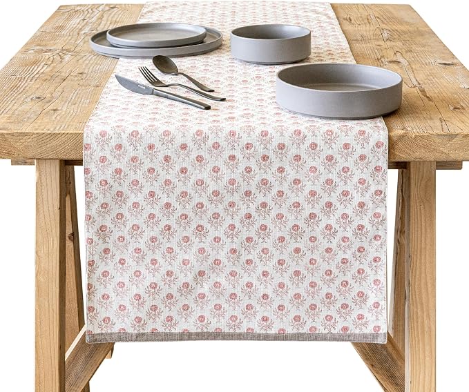 Over&Back 18x108 Hand-Blocked Printed Cotton Table Runner by overback