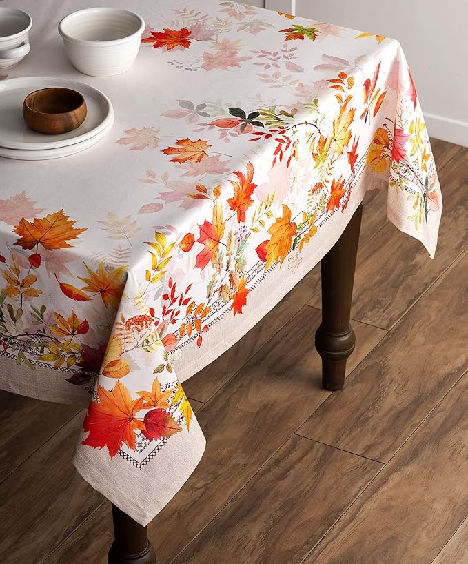 Maison d' Hermine Table Cloth Rectangle Table 100% Cotton 60 x 120 Inches Fall Tablecloth Reusable Everyday Use for Thanksgiving Christmas Decorations Dining Farmhouse Party (Amarante)
