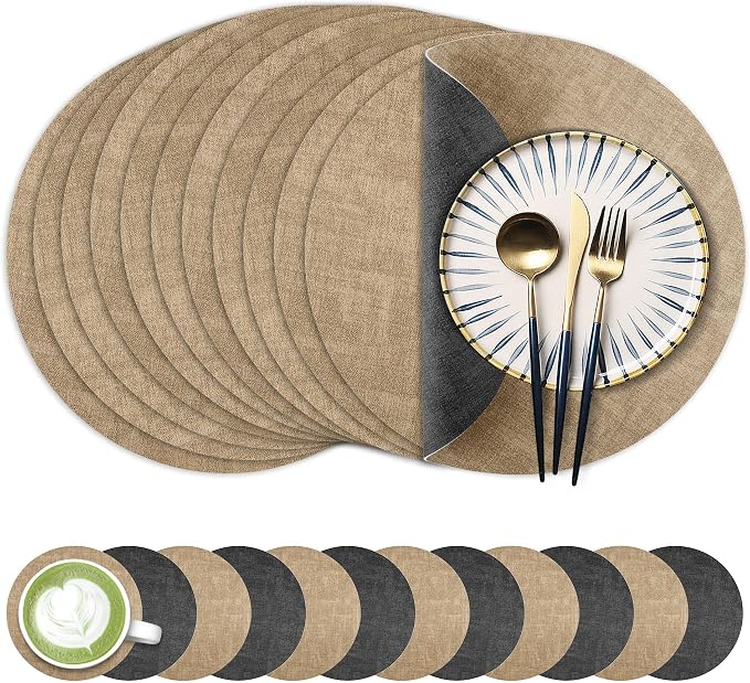 Fyvva Placemats Set of 12, Stain & Scratch Resistant, by Fyvva