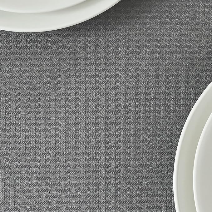 maxmill Weaved Texture Tablecloth Water Resistance Antiwrinkle Spillproof Soft Washable Table Cloth for Dining Room, Buffet Banquet Parties Holiday Dinner, Rectangular 60 x 108 Inch, Charcoal Gray