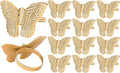 CLEENTABLE 12 Pcs Napkin Rings Set - Decorative Metal Butterfly Bling Napkin Rings Guest Napkin Buckle for Wedding, Party, Gathering, Dinner, Table, Banquet, Decoration, Gifting (Gold)