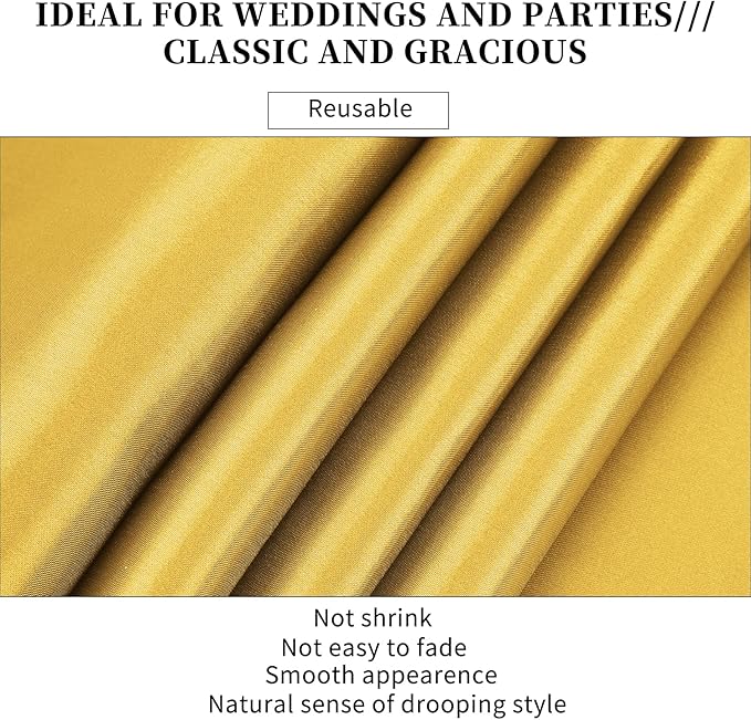 10-Pack Gold 12 x 108 inches Long Premium Satin Table Runner | Wedding - Image 5