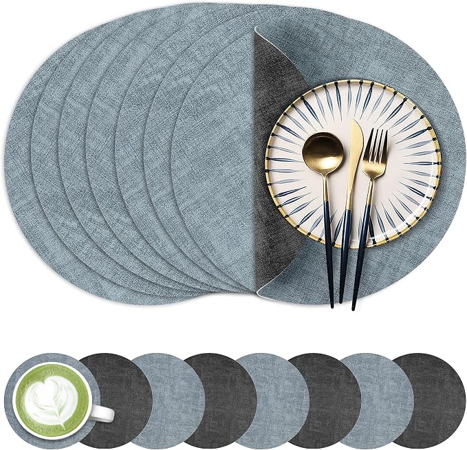 Fyvva Placemats Set of 8, Stain & Scratch Resistant, by Fyvva