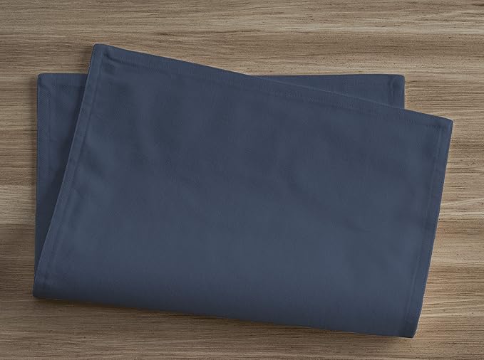 Calicot Placemats Set of 6 100% Cotton Washable Cloth Placemats, Reusable Table Mat for Spring/Summer & Thanksgiving Christmas Decorations Kitchen Dining Party Wedding (Vintage Indigo Blue, 13" x 19")