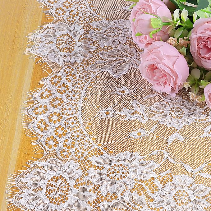 20 Pcs White Lace Table Runners 14 x 120 Inch - Image 2
