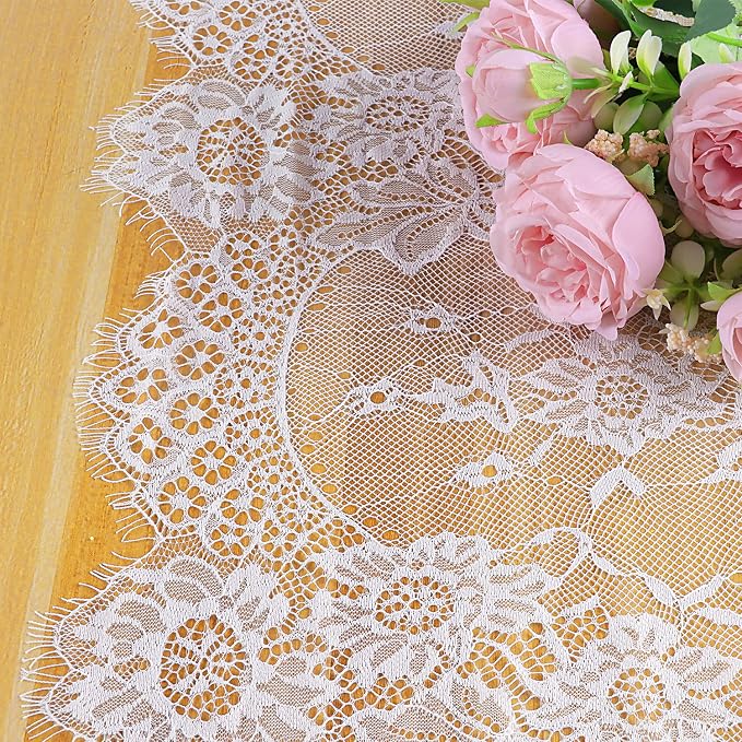 2 Pcs White Lace Table Runner 14 x 120 Inch Vintage Table Runner - Image 2