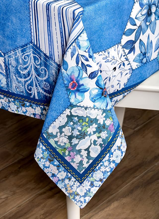 Maison d' Hermine Table Cloth Rectangle Table 100% Cotton 70 x 108 Inches Tablecloth Reusable Decorative for Dining Room Farmhouse Home Valentines Day Decorations Spring Summer - Summer Blues