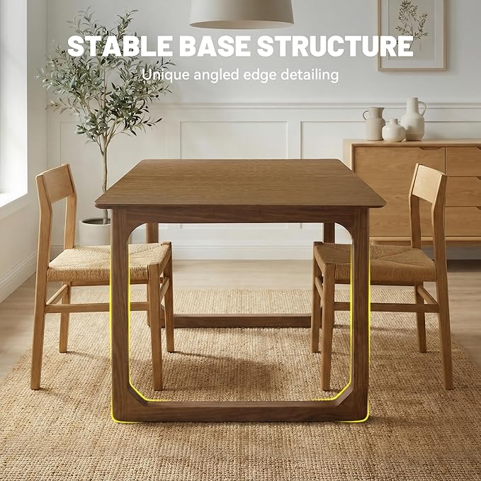 HNY Extendable Wood Dining Table for 4-8, 71" Inch Modern Rectangular Kitchen Tables with Wooden Base Farmhouse Dinner Table for Dining Room, Living Room, Home, Walnut