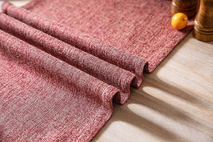 Burlap Style Farmhouse Table Runner, 14x72 Inches Red | Thick Durable Fabric - Image 6