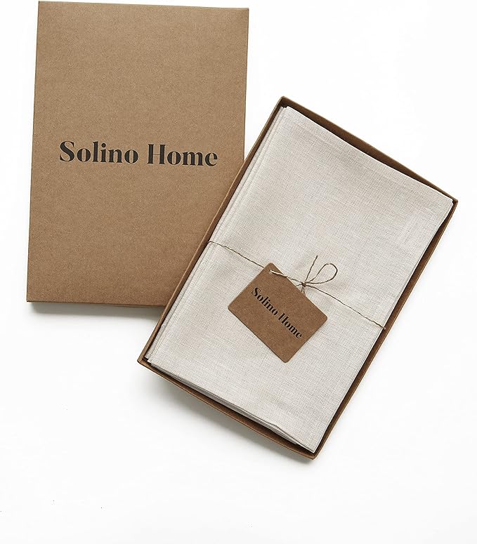 Solino Home Linen Cloth Napkins Set of 4-100% Pure Linen Light Natural Dinner Napkins 20 x 20 Inch for Spring, Easter - Athena, Handcrafted and Machine Washable