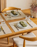 Linen Cloth Table Placemats Set of 4 Beige Dining Table Mats for Indoor Neutral Boho Kitchen Plate Place Mats Washable Water Repellent 12x18 Inch