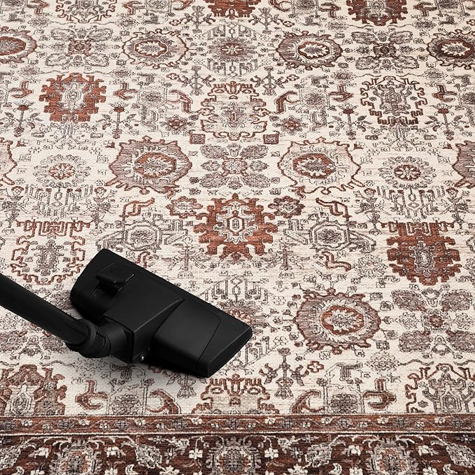 Keen Home Design 2x12 Rug - Machine Washable Runner Rug with Non-Slip Backing, Ideal for Hallway, Entryway, Kitchen, Laundry Room - Vintage, Easy Clean, Durable, Low Pile - (2'6" x 12')