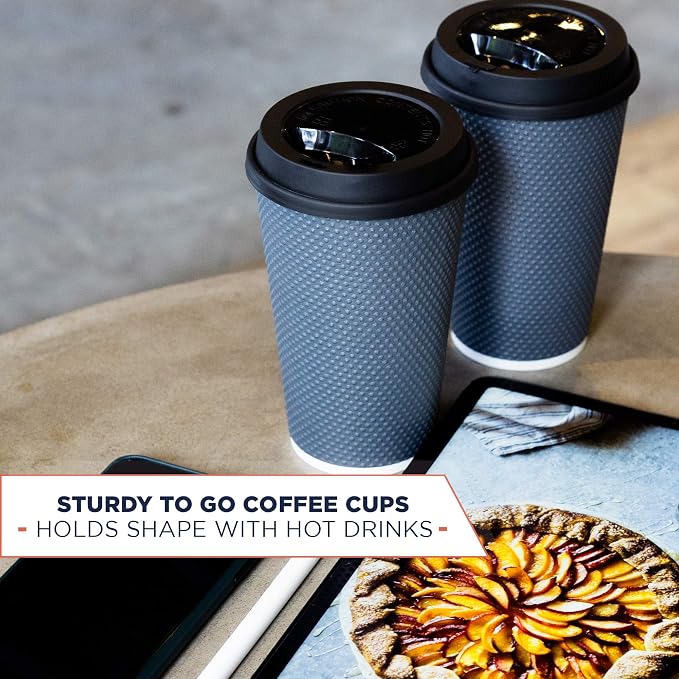 To Go Coffee Cups With Lids - 16 oz Disposable Coffee Cup With Lid. Large Togo - Image 5