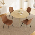 43.3 Inch Round Dining Table Set for 4, Modern Small Kitchen Coffee Set for Dining Room Kitchen Apartment (Cream Table + 4 Brown Chairs)