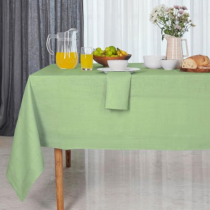 D'Moksha Homes Sage Green Linen Tablecloth 54 x 72 Inch - 100% Pure Linen Tablecloth for Rectangle Tables - Machine Washable Table Cloth for Spring, St Patricks Day, Easter