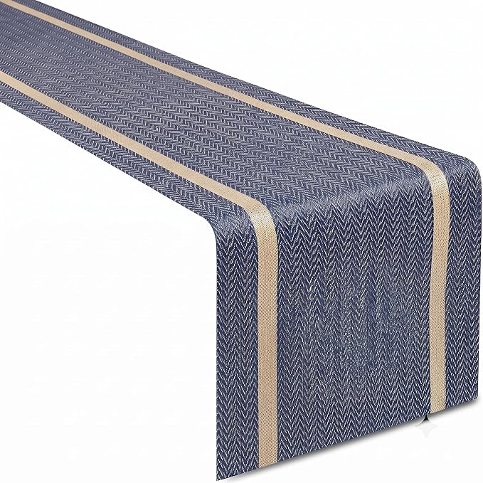 FAVE Navy Blue Table Runner Woven by FAVE