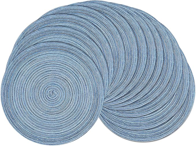 SHACOS Round Braided Placemats Set of 12 Circle Place Mats Cotton Polyester by SHACOS