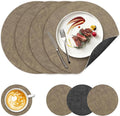13" Round Placemats Set of 4, NCUE Dual-Sided Faux Leather Heat Resistant Table Mats, Waterproof Oilproof Washable Protective Table Placemats with Coaster, Wipeable Vinyl for Indoor & Outdoor Use