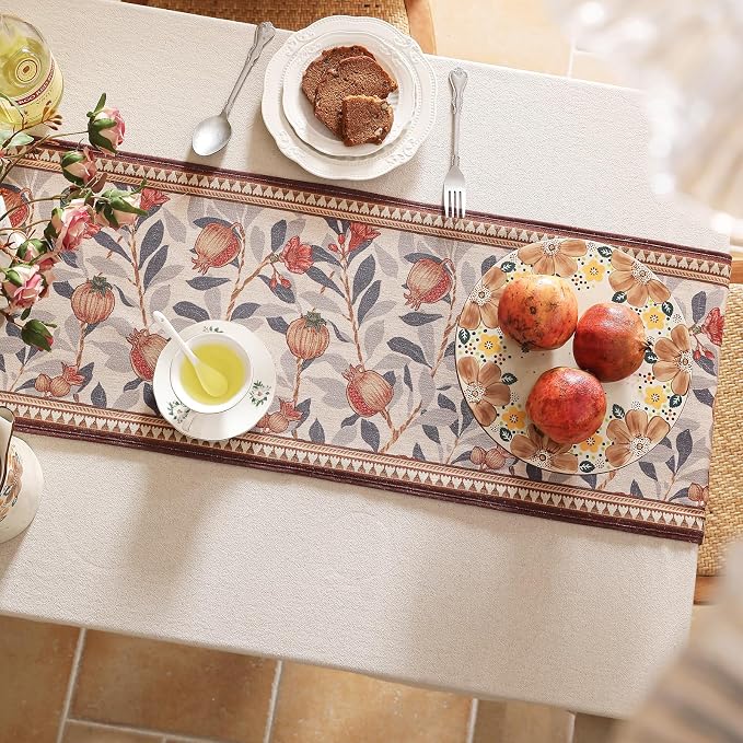 Patdrea Designer French Vintage Linen Table Runner, Floral Pattern, - Image 3